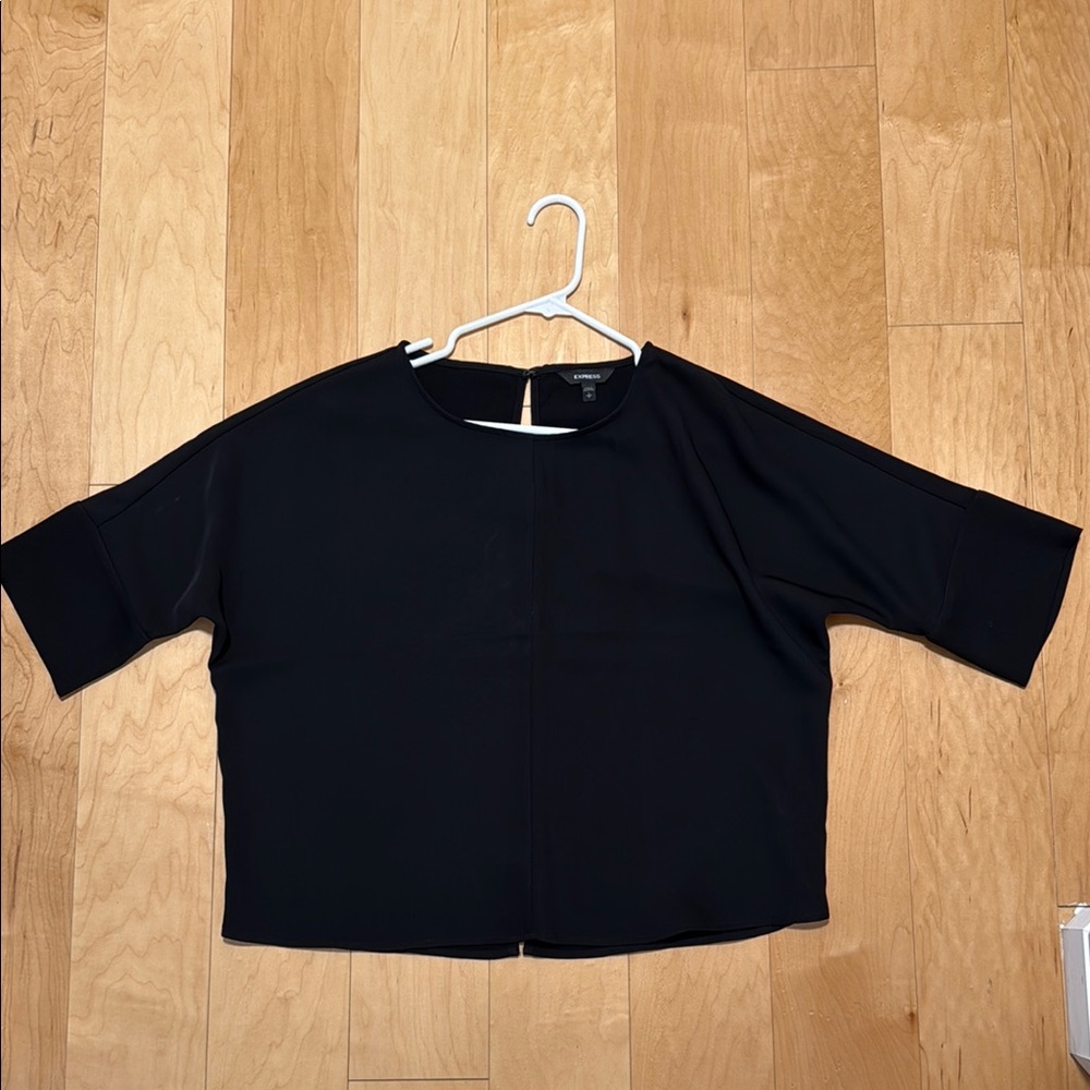 Express Black Boxy Crop Top